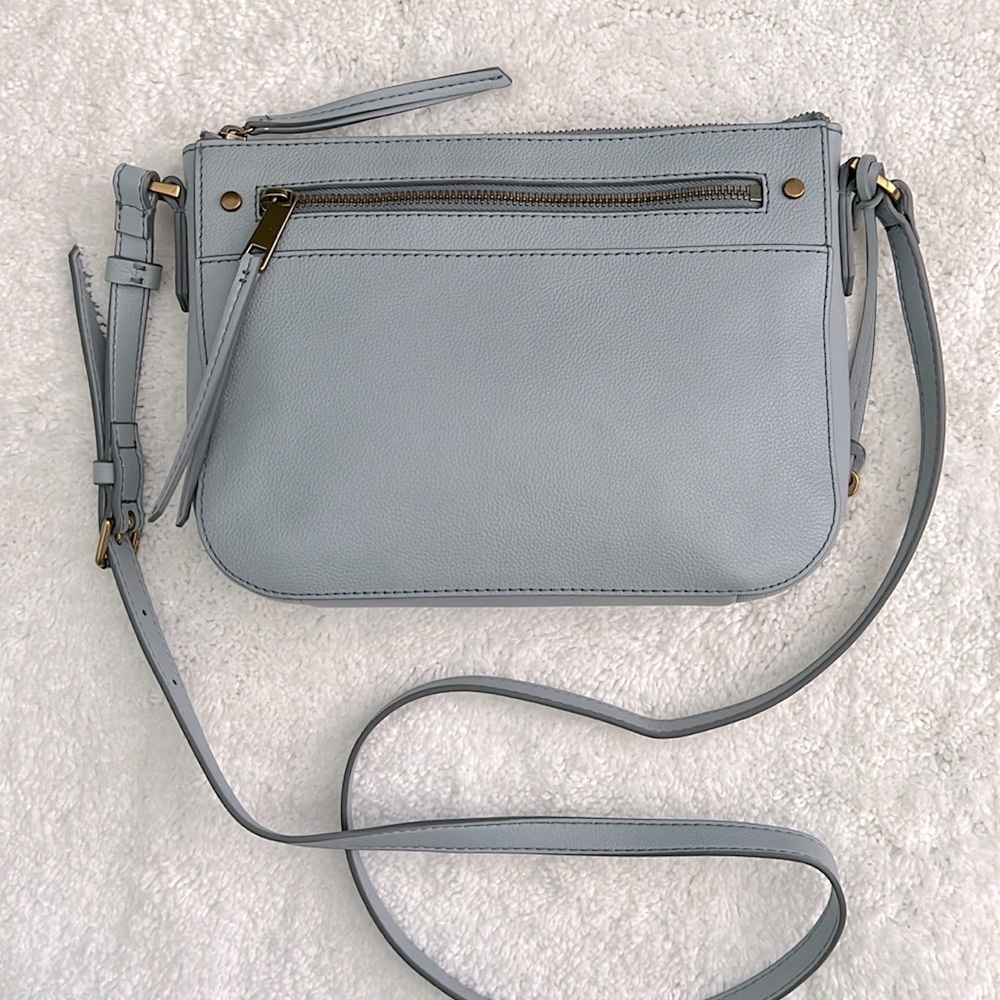 Fossil Farrah Smokey Blue Leather Crossbody